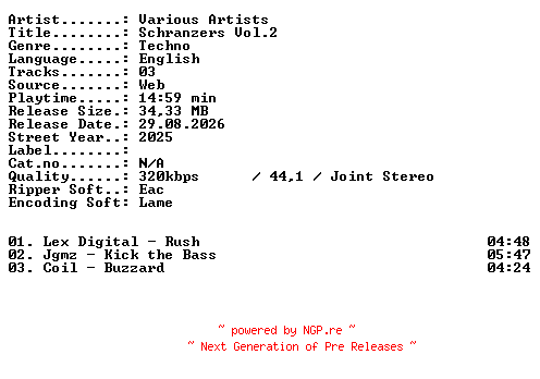 NFO for the release VA-Schranzers_Vol2-WEB-2025-XTC_iNT by XTC_iNT