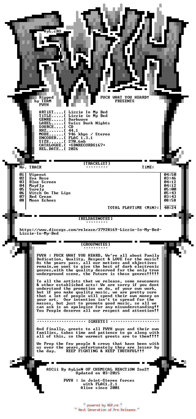 NFO for the release Lizzie_In_My_Bed-Lizzie_In_My_Bed-Limited_Edition-CD-FLAC-2026-FWYH by FWYH