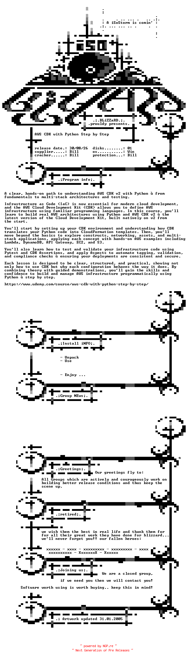 NFO for the release Udemy.AWS.CDK.with.Python.Step.by.Step.BOOKWARE-BLZiSO by BLZiSO