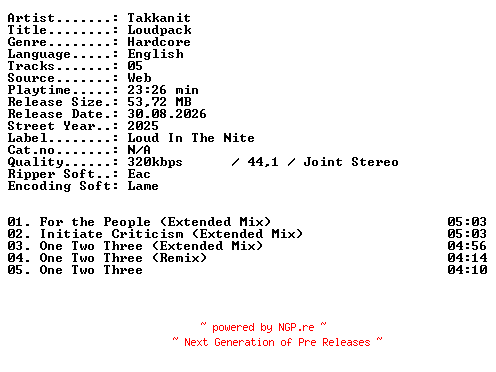 NFO for the release Takkanit-Loudpack-WEB-2025-XTC_iNT by XTC_iNT