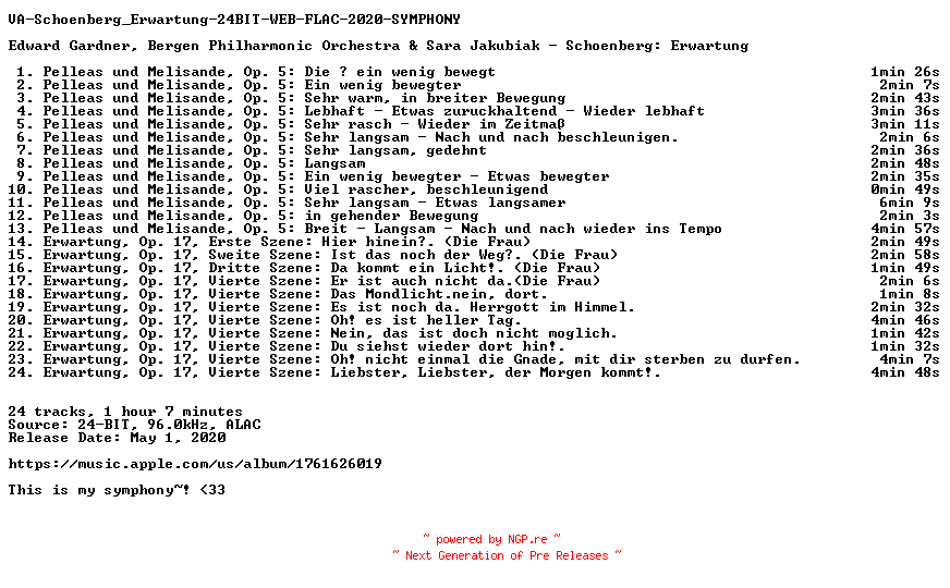 NFO for the release VA-Schoenberg_Erwartung-24BIT-WEB-FLAC-2020-SYMPHONY by SYMPHONY