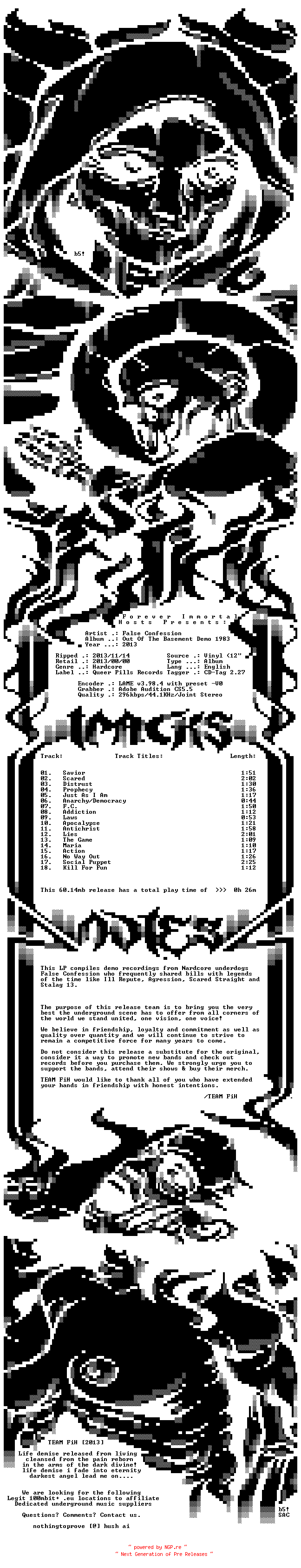 NFO for the release False_Confession-Out_Of_The_Basement_Demo_1983-LP-2013-FiH by FiH