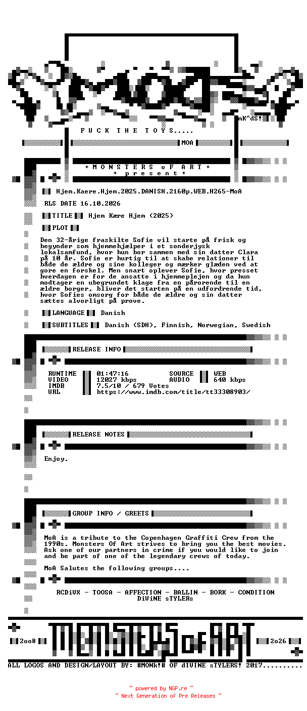 NFO for the release Hjem.Kaere.Hjem.2025.DANISH.2160p.WEB.H265-MoA by MoA