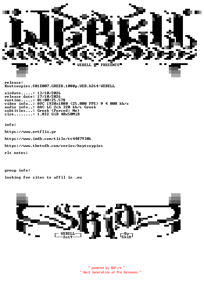 NFO for the release Koutsoupies.S01E007.GREEK.1080p.WEB.h264-WEBELL by WEBELL