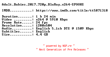 NFO for the release Adult.Babies.2017.720p.BluRay.x264-SPOOKS by SPOOKS
