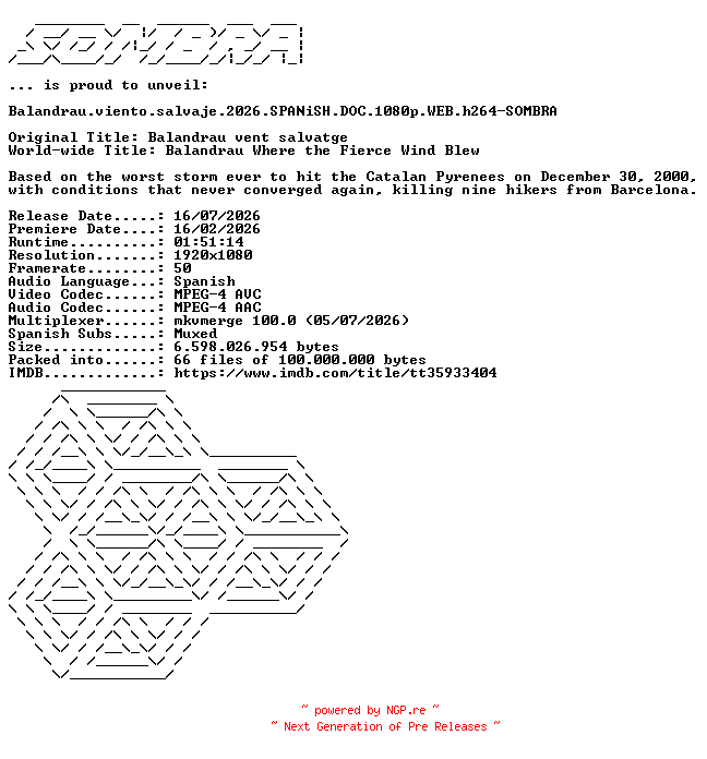 NFO for the release Balandrau.viento.salvaje.2026.SPANiSH.DOC.1080p.WEB.h264-SOMBRA by SOMBRA