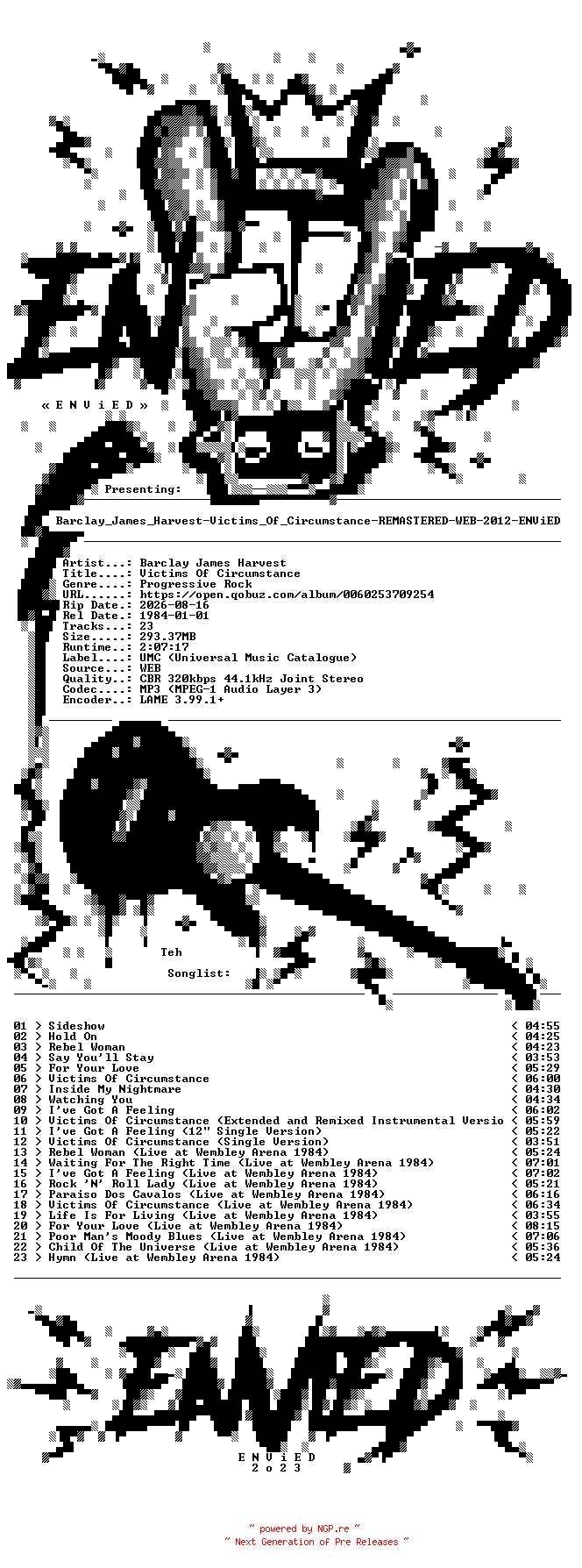NFO for the release Barclay_James_Harvest-Victims_Of_Circumstance-REMASTERED-WEB-2012-ENViED by ENViED