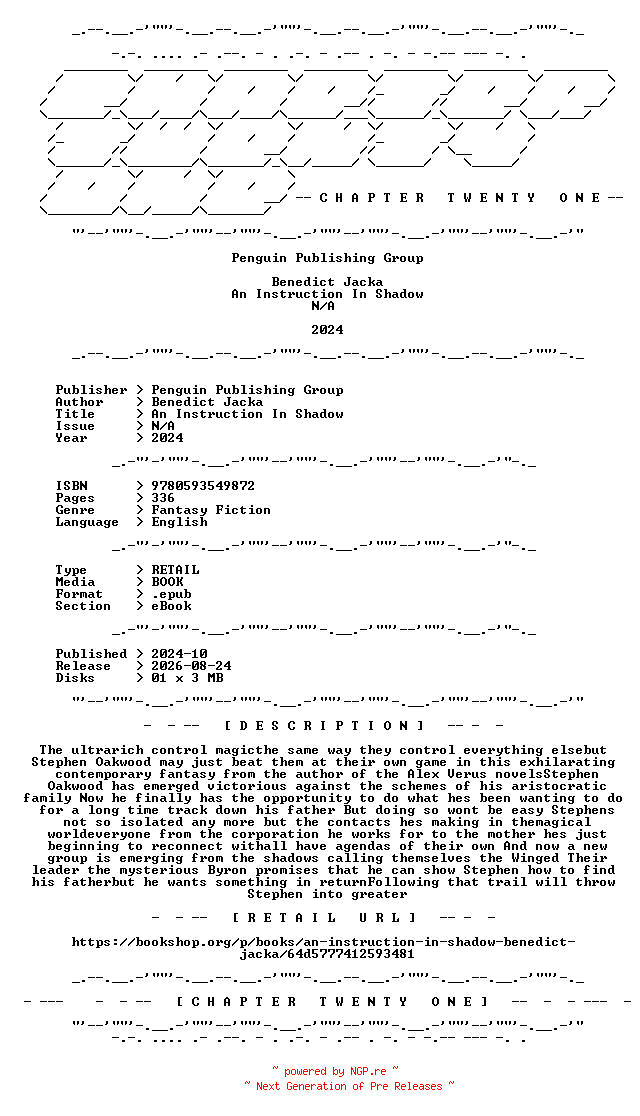 NFO for the release Benedict.Jacka.-.An.Instruction.In.Shadow.2024.RETAIL.EPUB.eBook-CTO by CTO