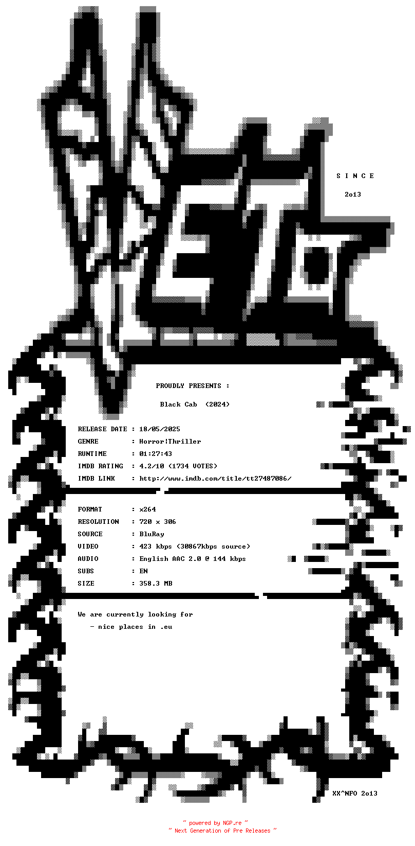 NFO for the release Black.Cab.2024.BDRip.x264-VETO by VETO