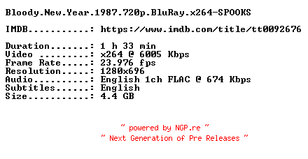 NFO for the release Bloody.New.Year.1987.720p.BluRay.x264-SPOOKS by SPOOKS