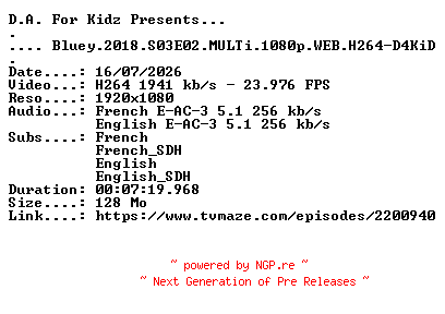 NFO for the release Bluey.2018.S03E02.MULTi.1080p.WEB.H264-D4KiD by D4KiD