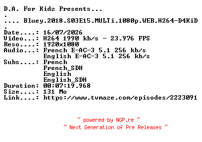 NFO for the release Bluey.2018.S03E15.MULTi.1080p.WEB.H264-D4KiD by D4KiD