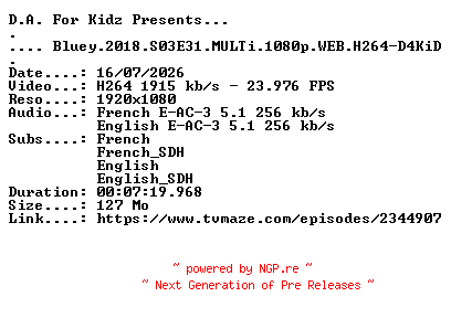 NFO for the release Bluey.2018.S03E31.MULTi.1080p.WEB.H264-D4KiD by D4KiD