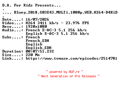NFO for the release Bluey.2018.S03E43.MULTi.1080p.WEB.H264-D4KiD by D4KiD