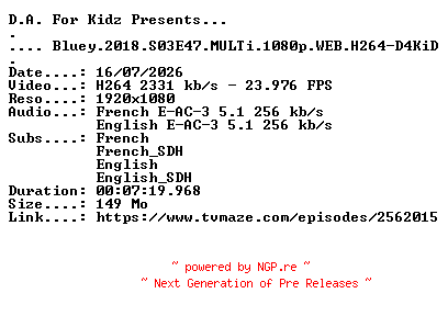 NFO for the release Bluey.2018.S03E47.MULTi.1080p.WEB.H264-D4KiD by D4KiD
