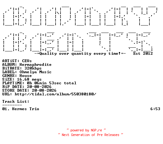 NFO for the release CEVs-Hermaphrodite-(OHM180)-SINGLE-WEB-2026-BB by BB