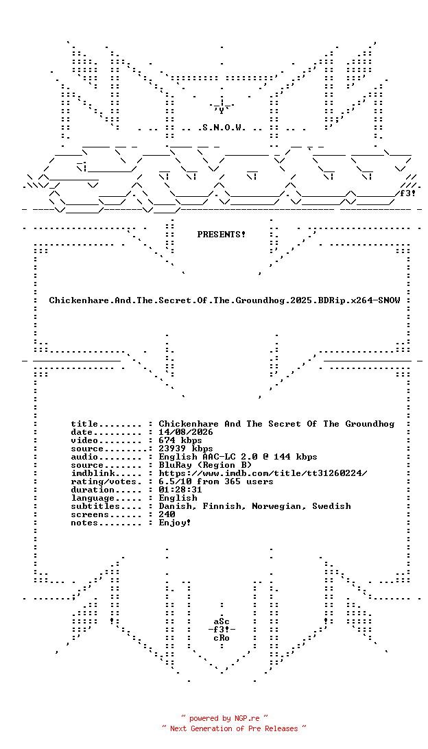 NFO for the release Chickenhare.And.The.Secret.Of.The.Groundhog.2025.BDRip.x264-SNOW by SNOW