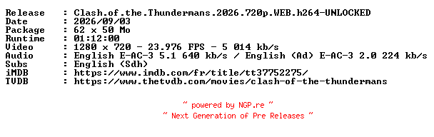 NFO for the release Clash.of.the.Thundermans.2026.720p.WEB.h264-UNLOCKED by UNLOCKED