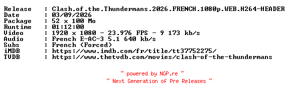 NFO for the release Clash.of.the.Thundermans.2026.FRENCH.1080p.WEB.H264-HEADER by HEADER