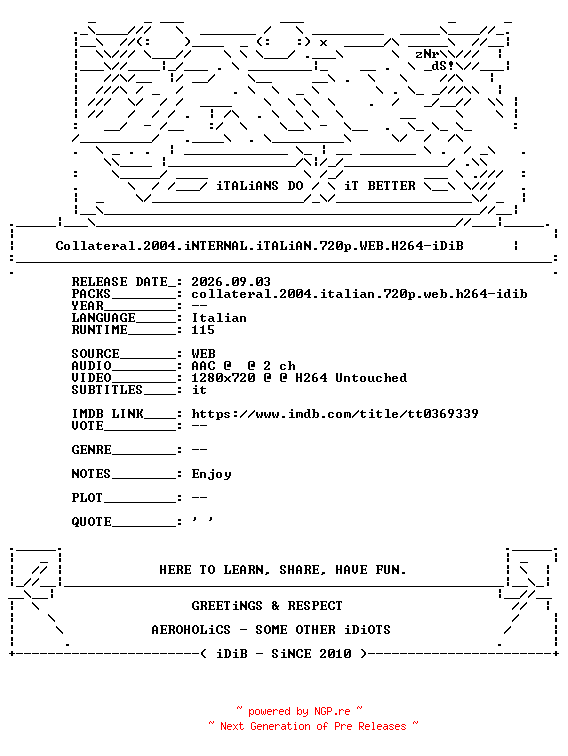 NFO for the release Collateral.2004.iNTERNAL.iTALiAN.720p.WEB.H264-iDiB by iDiB