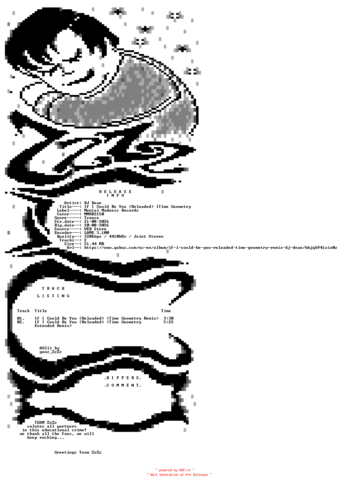 NFO for the release DJ_Dean_-_If_I_Could_Be_You_(Reloaded)_(Time_Geometry_Remix)-(MMRD2150)-WEB-2026-ZzZz by ZzZz