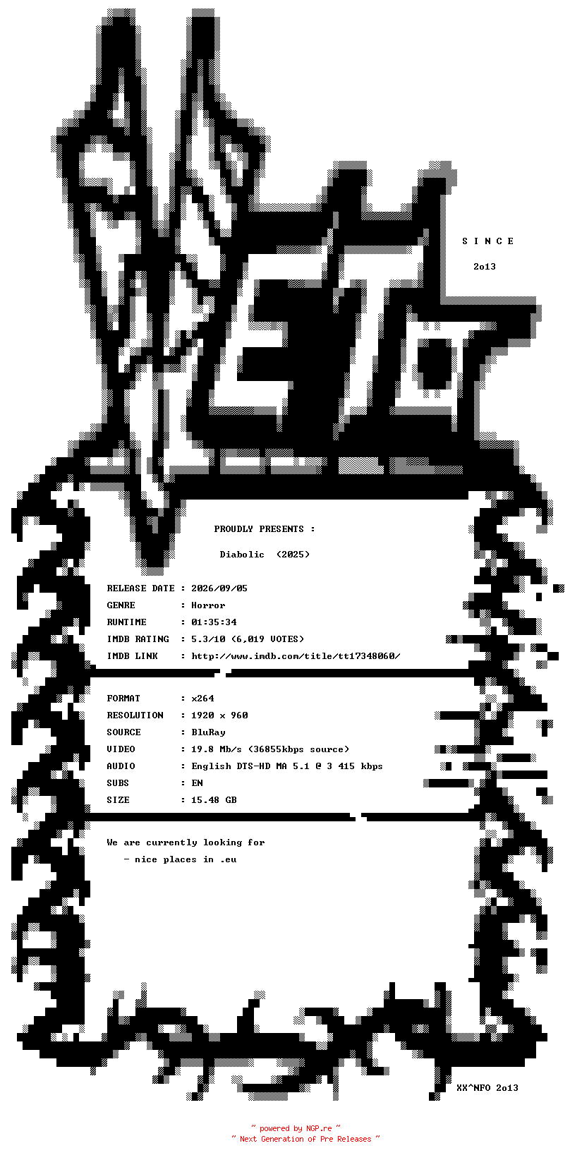 NFO for the release Diabolic.2025.1080p.BluRay.x264-VETO by VETO