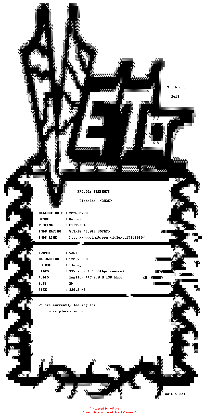 NFO for the release Diabolic.2025.BDRip.x264-VETO by VETO