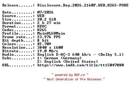 NFO for the release Disclosure.Day.2026.2160P.WEB.H265-POKE by POKE