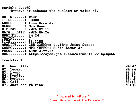 NFO for the release Dour-AGORA-WEB-2026-ENRiCH by ENRiCH