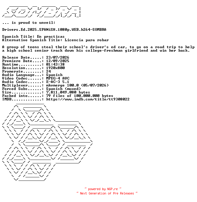 NFO for the release Drivers.Ed.2025.SPANiSH.1080p.WEB.h264-SOMBRA by SOMBRA