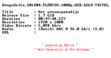 NFO for the release Drugsdelta.S01E04.FLEMISH.1080p.WEB.h264-TRIPEL by TRIPEL