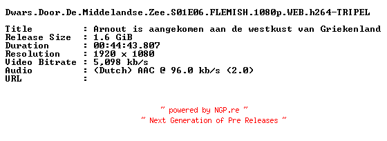 NFO for the release Dwars.Door.De.Middelandse.Zee.S01E06.FLEMISH.1080p.WEB.h264-TRIPEL by TRIPEL