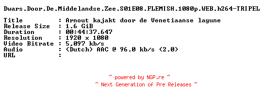 NFO for the release Dwars.Door.De.Middelandse.Zee.S01E08.FLEMISH.1080p.WEB.h264-TRIPEL by TRIPEL