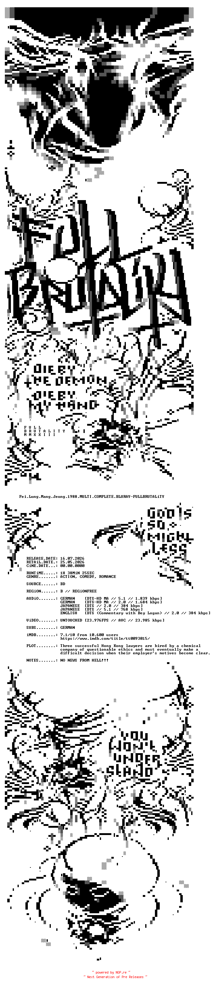 NFO for the release Fei.Lung.Mang.Jeung.1988.MULTI.COMPLETE.BLURAY-FULLBRUTALiTY by FULLBRUTALiTY
