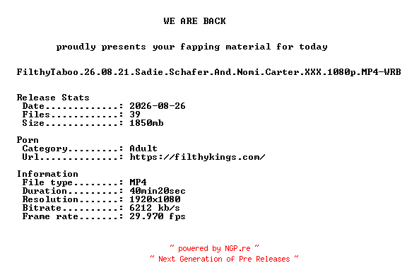 NFO for the release FilthyTaboo.26.08.21.Sadie.Schafer.And.Nomi.Carter.XXX.1080p.MP4-WRB by WRB