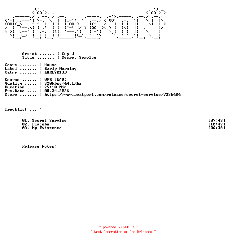 NFO for the release Guy_J-Secret_Serv1ce-(EARLY013D)-WEB-2026-FALCON by FALCON