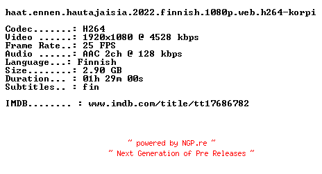 NFO for the release Haat.Ennen.Hautajaisia.2022.FiNNiSH.1080p.WEB.H264-KORPI by KORPI