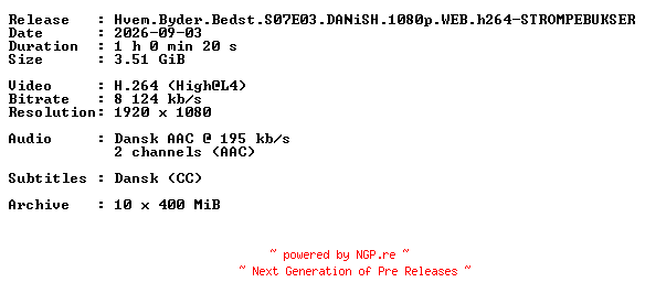 NFO for the release Hvem.Byder.Bedst.S07E03.DANiSH.1080p.WEB.h264-STROMPEBUKSER by STROMPEBUKSER