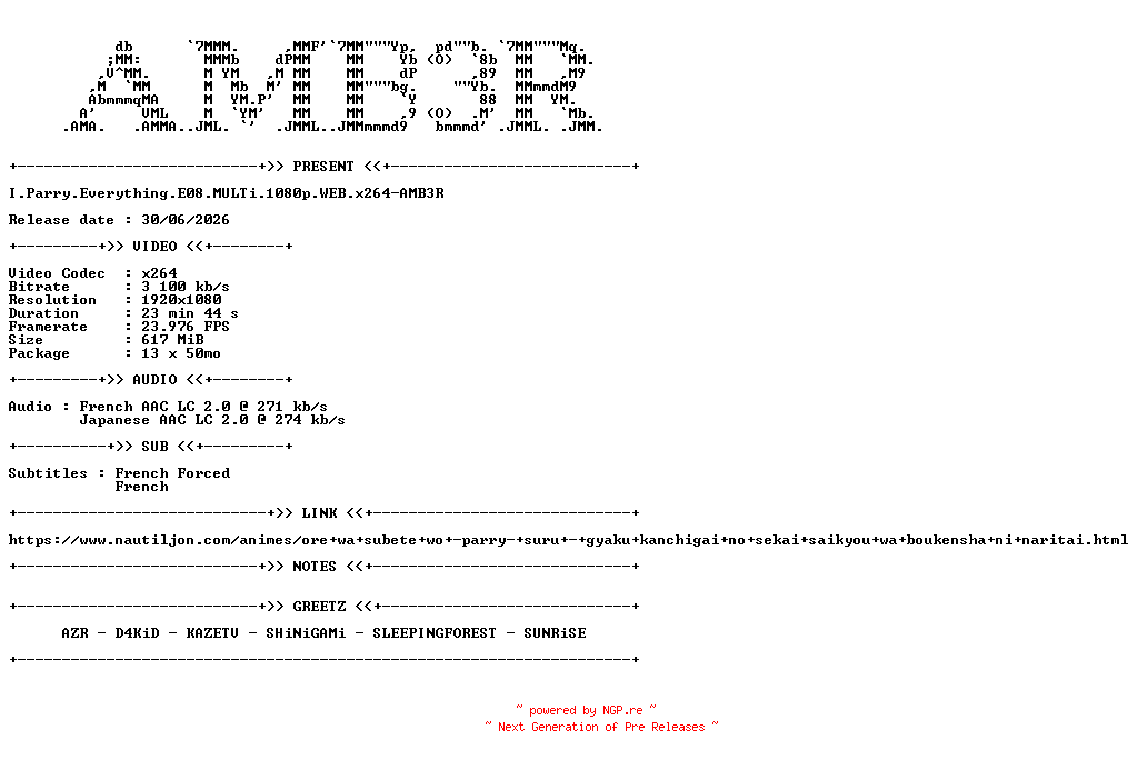 NFO for the release I.Parry.Everything.E08.MULTi.1080p.WEB.x264-AMB3R by AMB3R