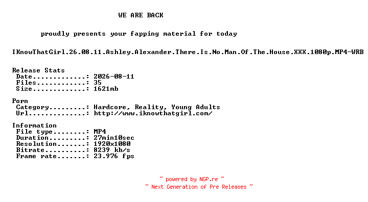 NFO for the release IKnowThatGirl.26.08.11.Ashley.Alexander.There.Is.No.Man.Of.The.House.XXX.1080p.MP4-WRB by WRB