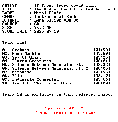 NFO for the release If_These_Trees_Could_Talk-The_Hidden_Hand-(Limited_Edition)-2026-r35 by r35