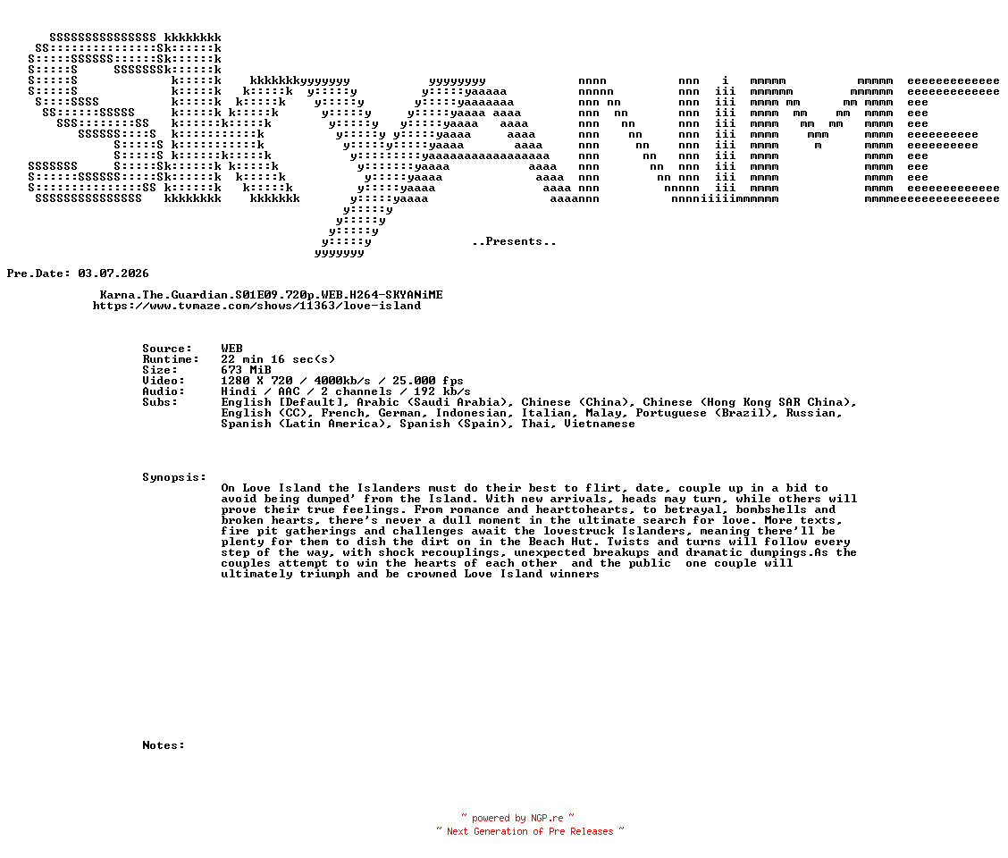 NFO for the release Karna.The.Guardian.S01E09.720p.WEB.H264-SKYANiME by SKYANiME