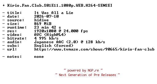 NFO for the release Kirio.Fan.Club.S01E11.1080p.WEB.H264-SENSEI by SENSEI
