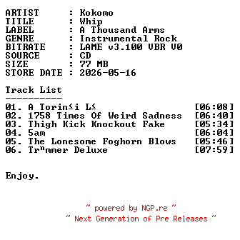 NFO for the release Kokomo-Whip-2026-r35 by r35