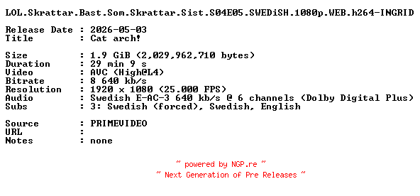 NFO for the release LOL.Skrattar.Bast.Som.Skrattar.Sist.S04E05.SWEDiSH.1080p.WEB.h264-INGRID by INGRID