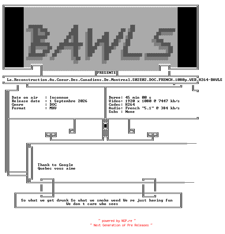 NFO for the release La.Reconstruction.Au.Coeur.Des.Canadiens.De.Montreal.S02E02.DOC.FRENCH.1080p.WEB.H264-BAWLS by BAWLS