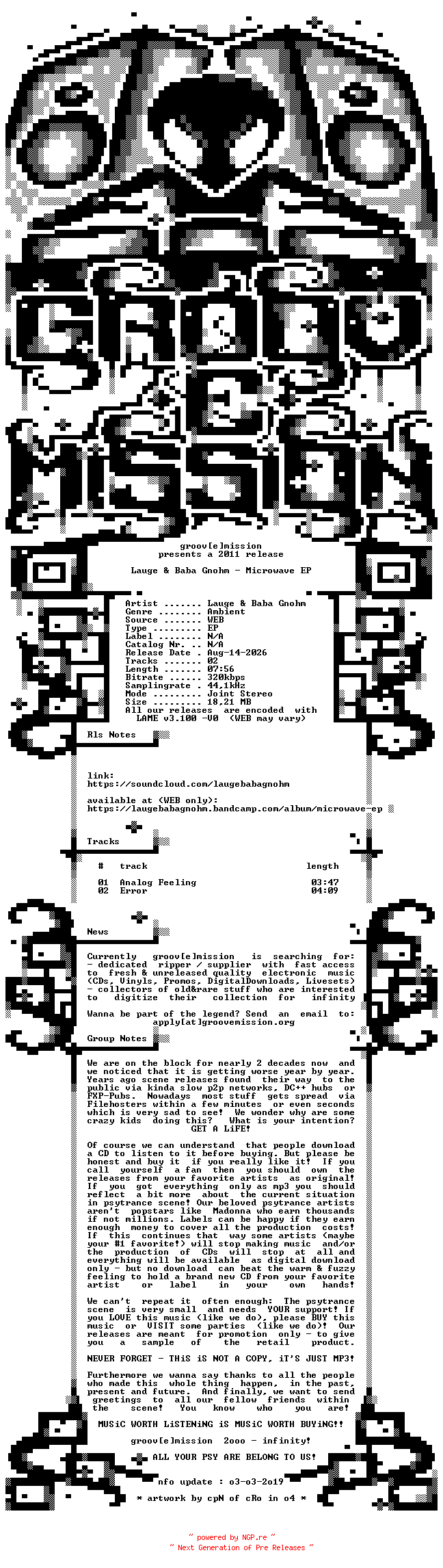 NFO for the release Lauge_and_Baba_Gnohm_-_Microwave_EP-WEB-2011-gEm by gEm