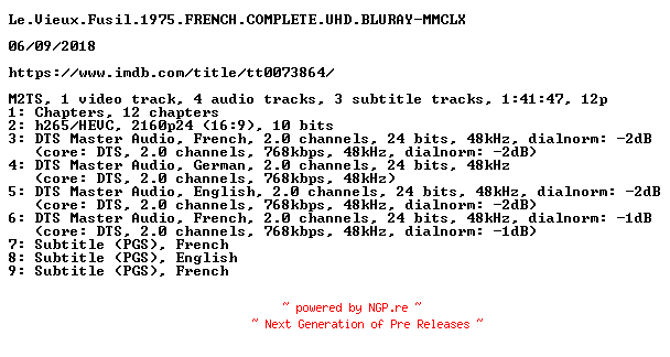 NFO for the release Le.Vieux.Fusil.1975.COMPLETE.UHD.BLURAY-MMCLX by MMCLX