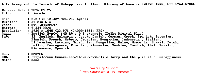 NFO for the release Life.Larry.and.the.Pursuit.of.Unhappiness.An.Almost.History.of.America.S01E05.1080p.WEB.h264-ETHEL by ETHEL