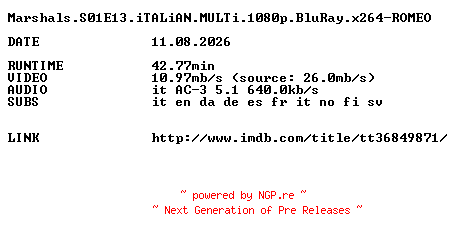 NFO for the release Marshals.S01E13.iTALiAN.MULTi.1080p.BluRay.x264-ROMEO by ROMEO